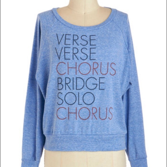 Modcloth Tops - Musical Blue Sweatshirt